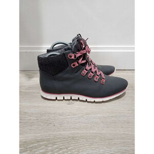 Cole Haan Waterproof Hikers Boots Women's 8B Grey Pink Laces Rugged Style Used